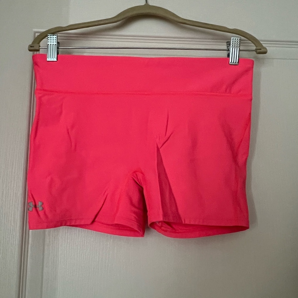 Bright pink workout shorts